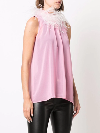 Shop Styland Feather-trim Blouse In Pink