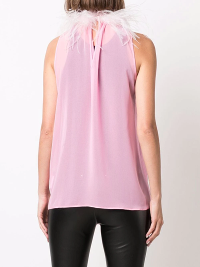 Shop Styland Feather-trim Blouse In Pink