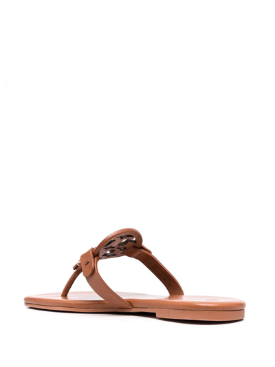 Shop Tory Burch Logo-patch Detail Sandals In Brown