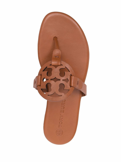 Shop Tory Burch Logo-patch Detail Sandals In Brown