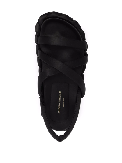 Shop Paloma Barceló Woven Slingback Sandals In Black