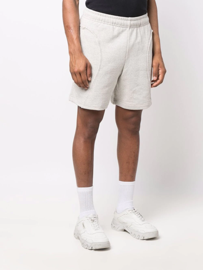 Shop Misbhv Raw Cut-finish Cotton Track Shorts In Grey