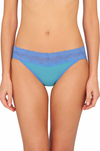 Shop Natori Bliss Perfection Soft & Stretchy V-kini Panty Underwear In Lake/pool Blue