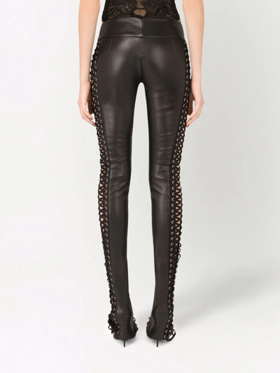 Dolce & Gabbana Corset-style Eyelet-detail Leggings In Black