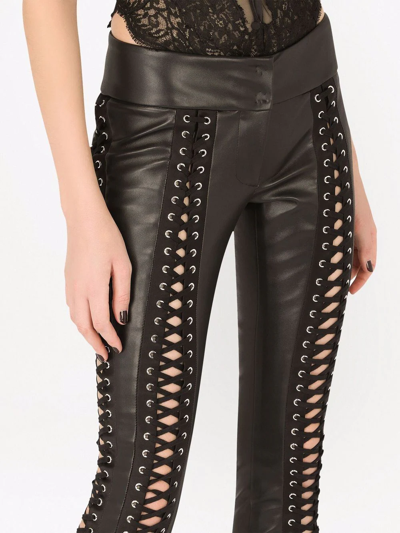 Dolce & Gabbana Corset-style Eyelet-detail Leggings In Black