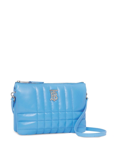 Shop Burberry Lola Quilted Leather Twin Pouch In Blue