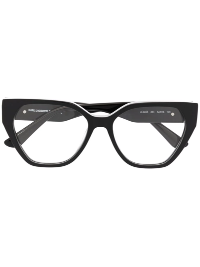 Shop Karl Lagerfeld Polished-effect Cat-eye Glasses In Black