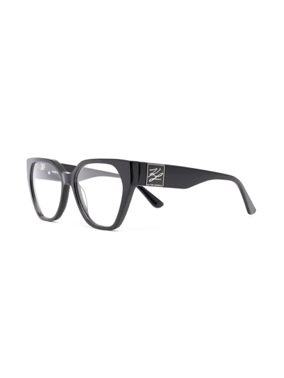 Shop Karl Lagerfeld Polished-effect Cat-eye Glasses In Black