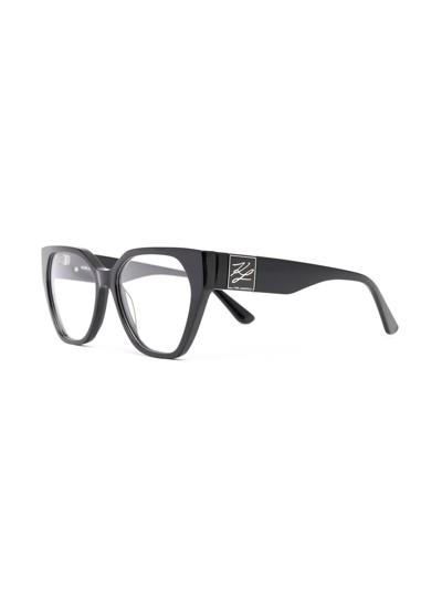 Karl Lagerfeld Polished-effect Cat-eye Glasses In Black