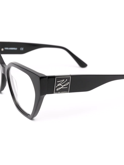 Shop Karl Lagerfeld Polished-effect Cat-eye Glasses In Black