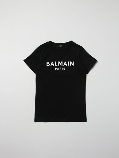 Shop Balmain Cotton T-shirt With Logo In Black