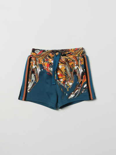 Shop Dolce & Gabbana Shorts With Marbled Print In Blue