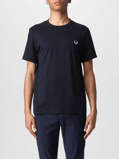 Shop Fred Perry Cotton T-shirt In Navy