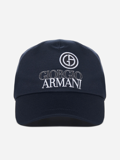 Shop Giorgio Armani Logo Viscose Baseball Cap