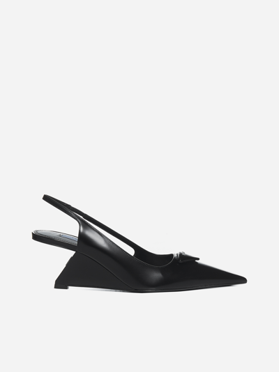 Shop Prada Leather Slingback Pumps