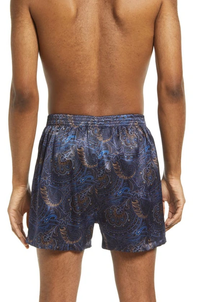 Shop Majestic Paisley Silk Boxers In Midnight