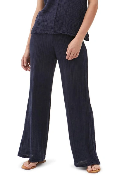 Shop Michael Stars Smocked Wide Leg Pants In Admiral