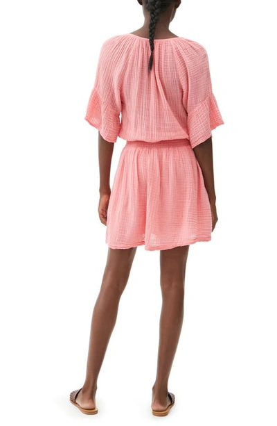 Shop Michael Stars Katelyn Smocked Waist Peasant Dress In Pink