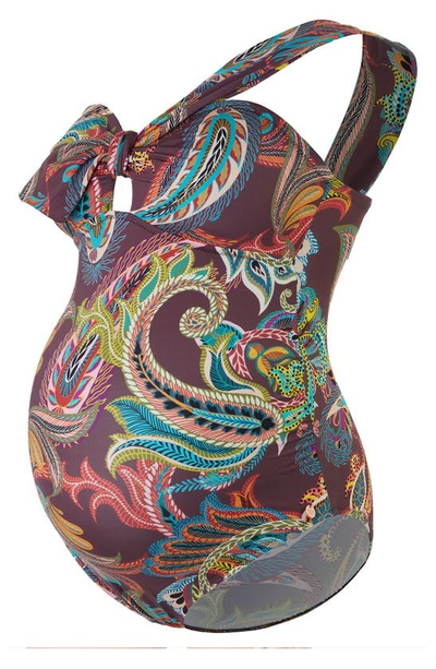 Cache Coeur Maternity Bandana One-piece Swimsuit In Brown