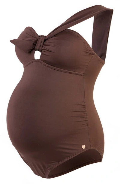 Shop Cache Coeur Cuba Maternity One-piece Swimsuit In Glaze Brown
