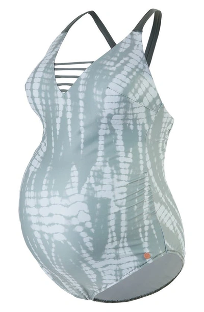 Shop Cache Coeur Cayman Maternity One-piece Swimsuit In Silver Green