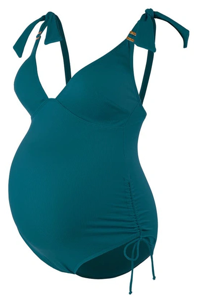 Shop Cache Coeur Porto Vecchio Maternity One-piece Swimsuit In Emerald