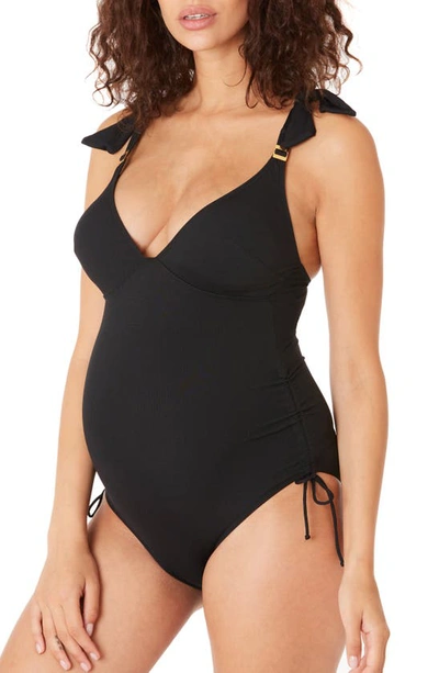 Shop Cache Coeur Porto Vecchio Maternity One-piece Swimsuit In Black