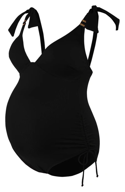 Shop Cache Coeur Porto Vecchio Maternity One-piece Swimsuit In Black