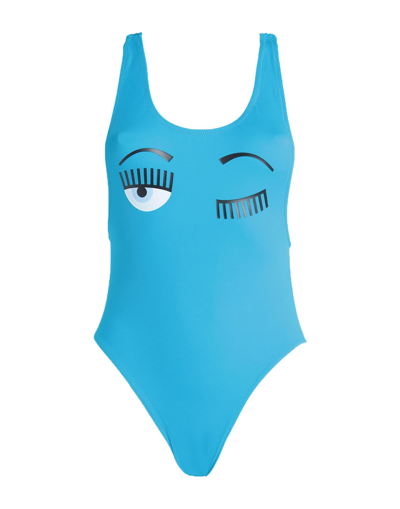 Shop Chiara Ferragni One-piece Swimsuits In Blue