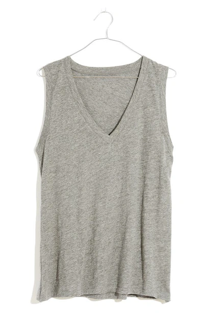 Shop Madewell Whisper Cotton V-neck Tank In Heather Iron
