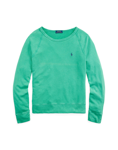 Shop Polo Ralph Lauren Cotton Spa Terry Sweatshirt ";;;logo, Solid Color, Round Collar, Long Sleeves, No  In Green