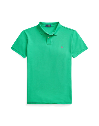 Shop Polo Ralph Lauren Custom Slim Fit Mesh Polo Shirt Man Polo Shirt Green Size L Cotton