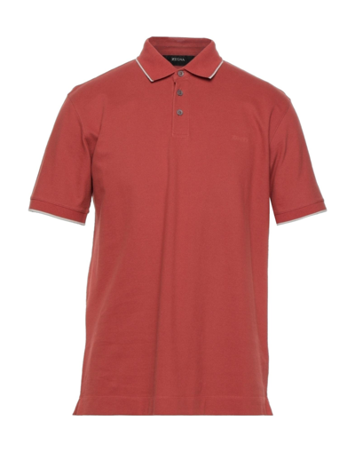 Shop Z Zegna Polo Shirts In Rust