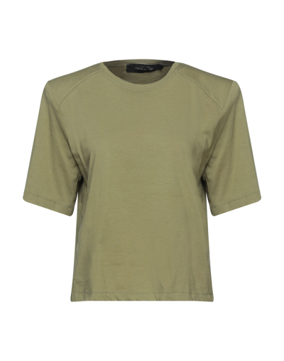 Shop Federica Tosi Woman T-shirt Military Green Size 6 Cotton