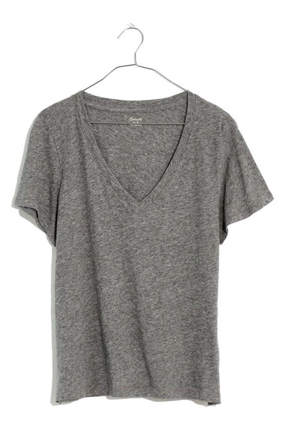 Shop Madewell Whisper Cotton V-neck T-shirt In Hthr Iron