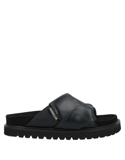 Shop Moncler Woman Sandals Black Size 10 Soft Leather