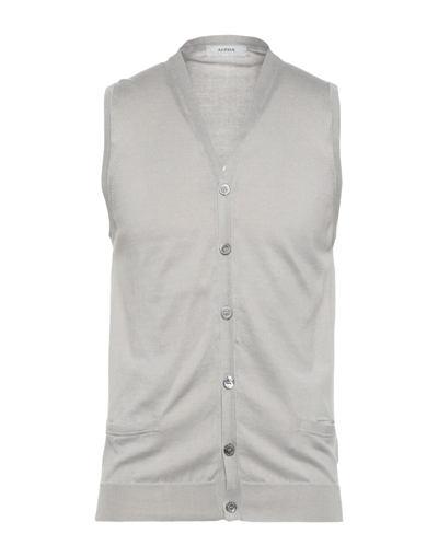 Shop Alpha Studio Man Cardigan Light Grey Size 40 Cotton