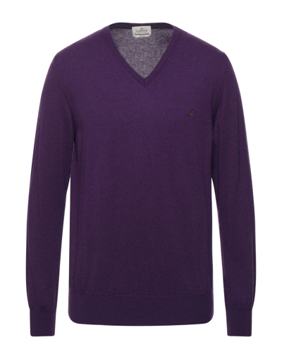 Shop Brooksfield Man Sweater Purple Size 44 Virgin Wool
