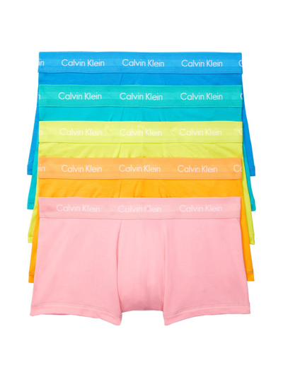 Shop Calvin Klein Five-pack Pride Cotton Trunks In Vivid Rainbow