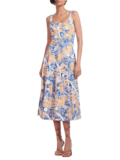 Shop Staud Women's Wells A-line Dress In Land And Sea Tree