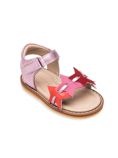 Shop Elephantito Little Girl's Stars Leather Sandals In Fuchsia