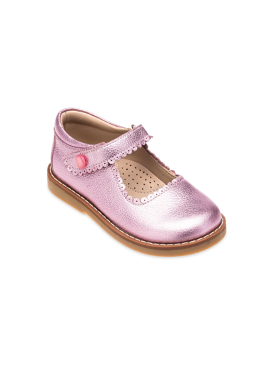 Shop Elephantito Little Girl's & Girl's Metallic Leather Mary Janes In Carnation