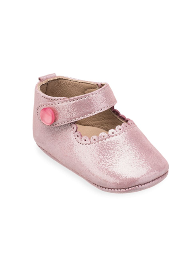Shop Elephantito Baby Girl's Metallic Leather Mary Janes In Carnation