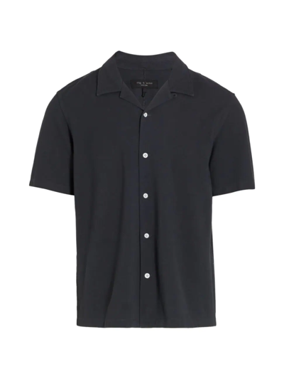 Shop Rag & Bone Avery Cotton Piqué Knit Shirt In Dark Grey