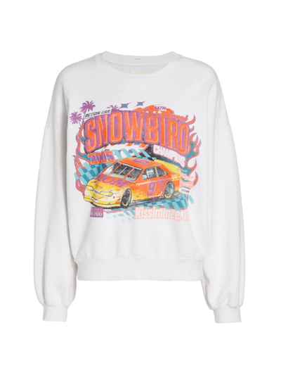 Shop Mother Women's Drop Square Graphic Cotton Sweatshirt In Snowbird Champions