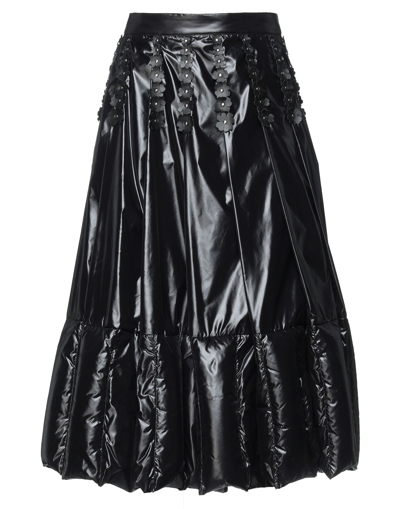 Shop Moncler 6  Noir Kei Ninomiya Woman Midi Skirt Black Size 4 Polyamide, Sheepskin, Calfskin