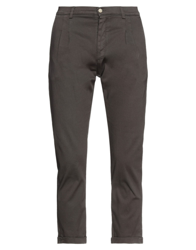 Shop Daniele Alessandrini Homme Man Cropped Pants Dark Brown Size 38 Cotton, Lyocell