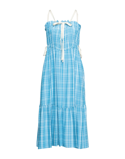 Shop Tela Woman Midi Dress Azure Size 8 Viscose In Blue