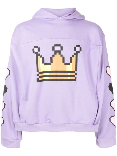 Shop Natasha Zinko Pixel Crown Box Hoodie In Purple