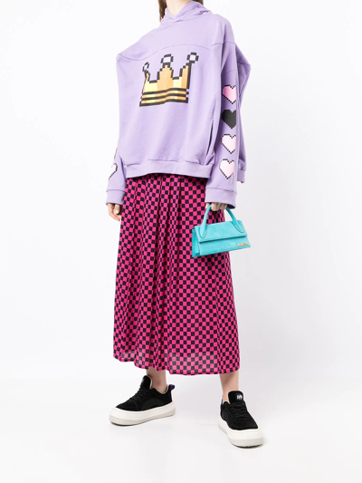 Shop Natasha Zinko Pixel Crown Box Hoodie In Purple